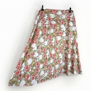 Lularoe Skirt Size 3XL Azure Roses Pink‎ Green White Romantic Cottage Feminine